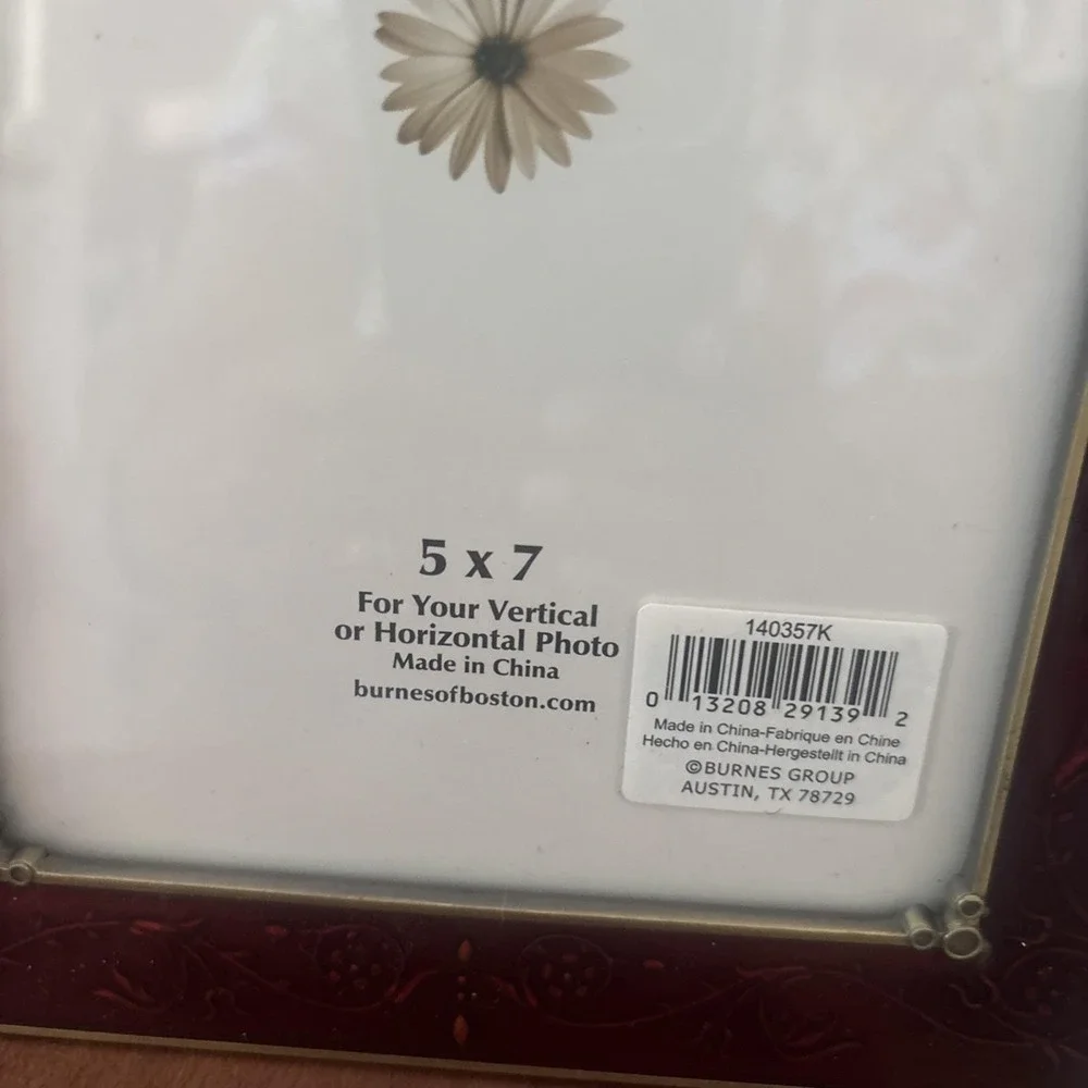Burned Of Boston Gorgeous Red Enamel Picture Frame For 5x7 Photo